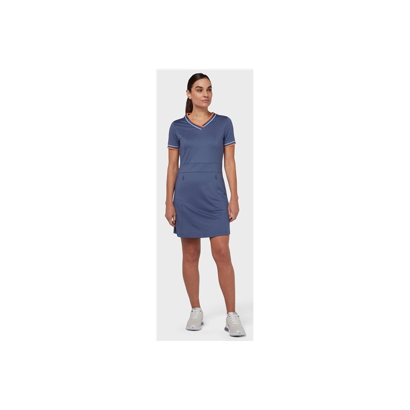 Golfové šaty Callaway V-Neck Colorblock Blue Indigo – elegantní a poho