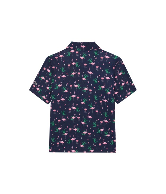 Juniorské golfové triko Callaway Flamingo Printed Polo – navy, unisex