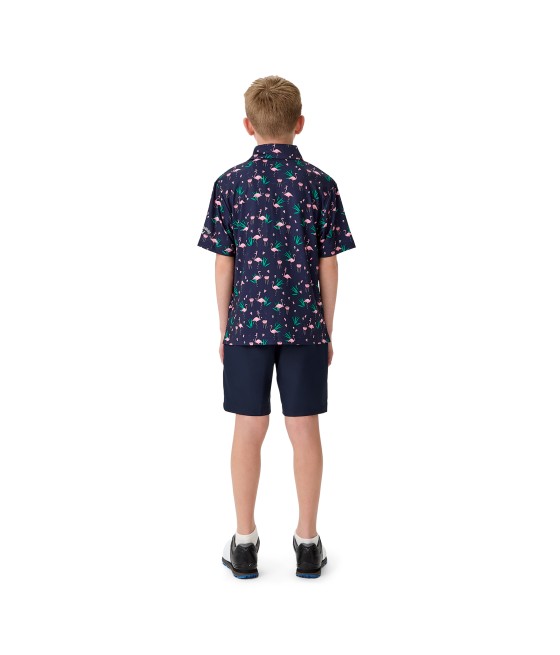 Juniorské golfové triko Callaway Flamingo Printed Polo – navy, unisex