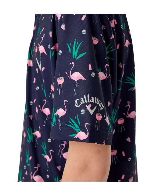 Juniorské golfové triko Callaway Flamingo Printed Polo – navy, unisex