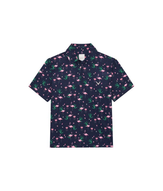 Juniorské golfové triko Callaway Flamingo Printed Polo – navy, unisex