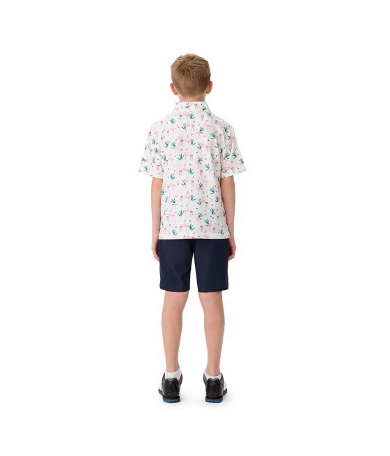Dětské golfové triko Callaway Flamingo Printed Polo Bright White – jun