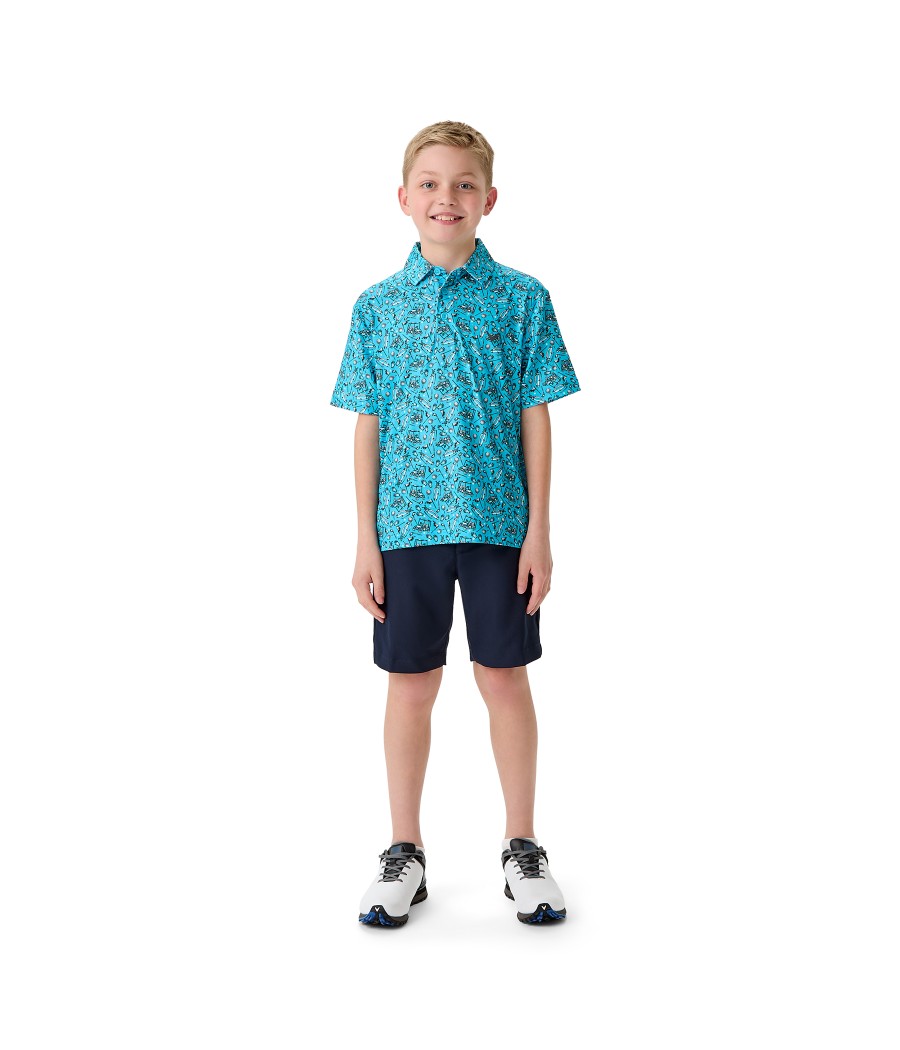 Juniorské golfové triko Callaway Golf Printed Polo River Blue – dětské