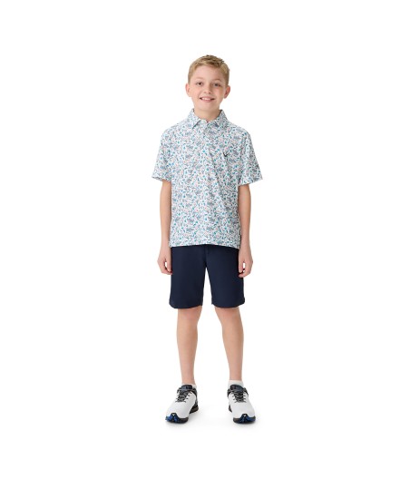 Dětské golfové triko Callaway All Over Golf Printed Polo Bright White