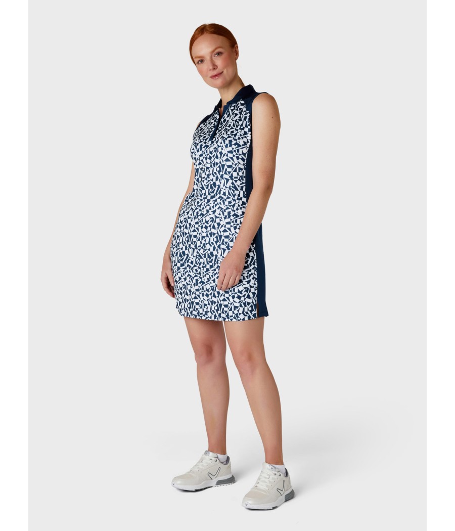 Golfové šaty Callaway Two Tone Geo Navy – funkční, elegantní & pohodln