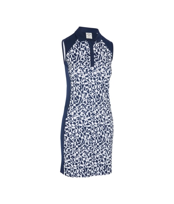 Golfové šaty Callaway Two Tone Geo Navy – funkční, elegantní & pohodln