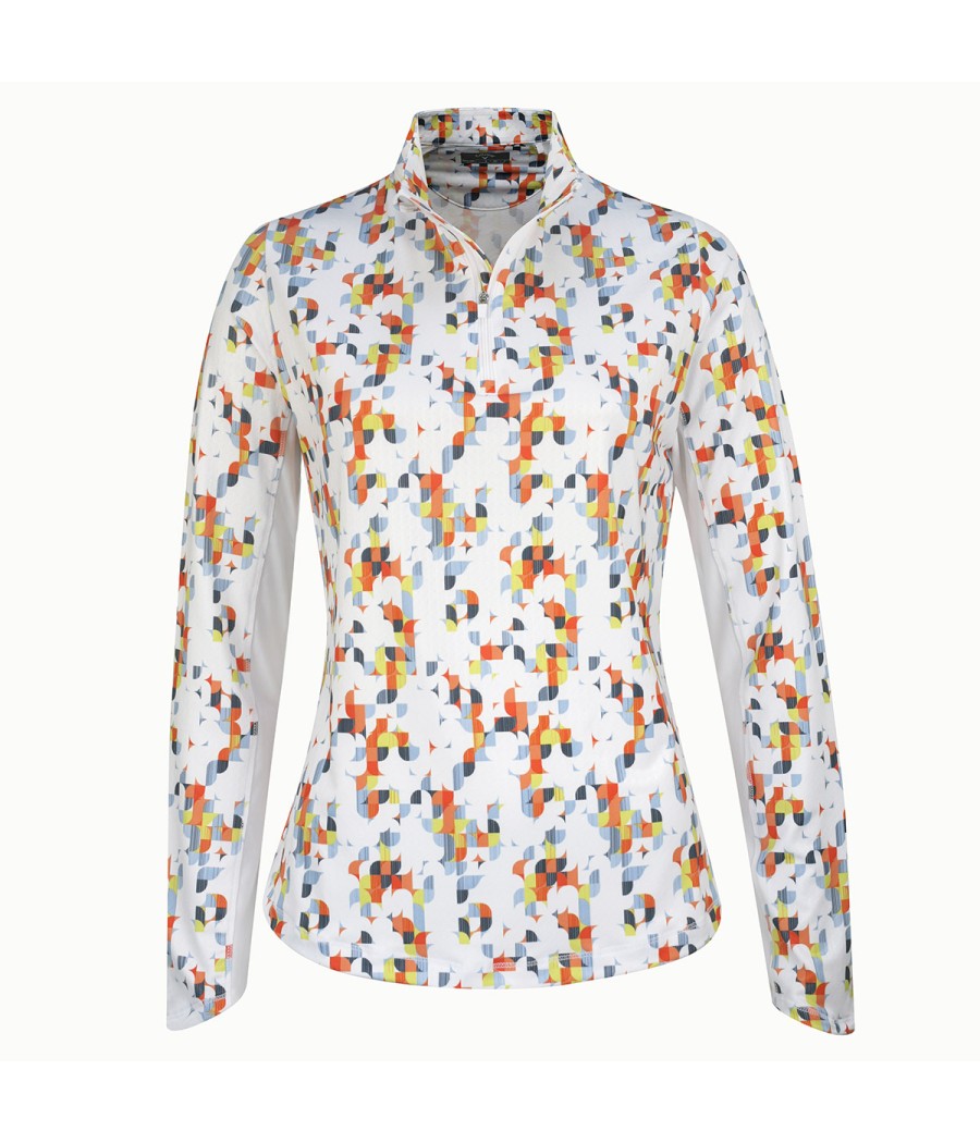 Triko dámské Callaway Shift Geo Printed Sun Protection Brilliant White