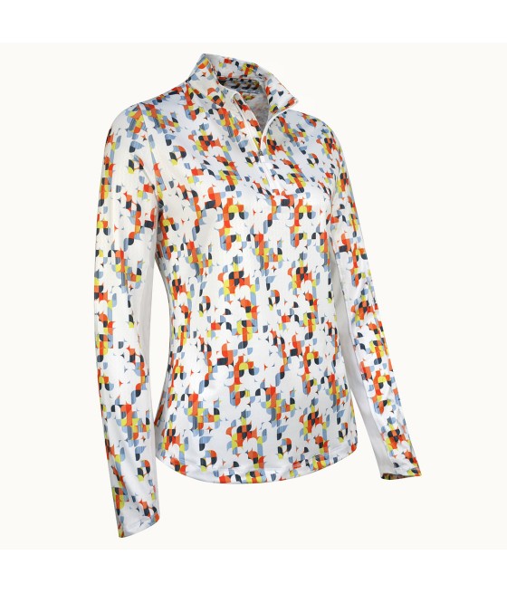 Triko dámské Callaway Shift Geo Printed Sun Protection Brilliant White