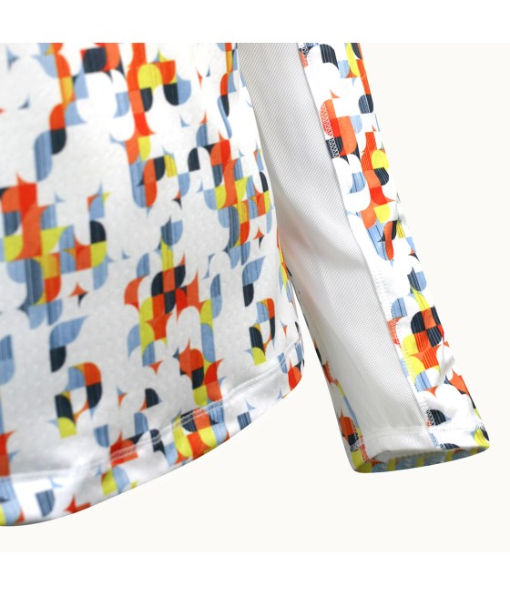 Triko dámské Callaway Shift Geo Printed Sun Protection Brilliant White