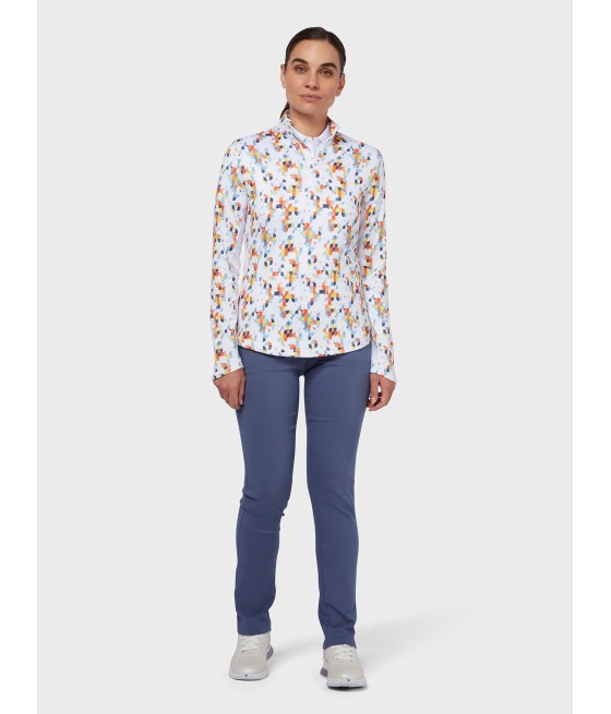 Triko dámské Callaway Shift Geo Printed Sun Protection Brilliant White