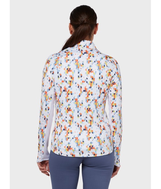 Triko dámské Callaway Shift Geo Printed Sun Protection Brilliant White