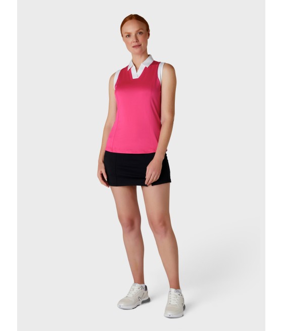 Triko dámské Callaway Sleeveless V-Placket Colourblock Polo pink Peacock