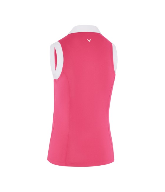 Triko dámské Callaway Sleeveless V-Placket Colourblock Polo pink Peacock