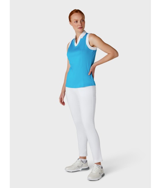 Triko dámské Callaway Sleeveless V-Placket Colourblock Polo Vivid Blue