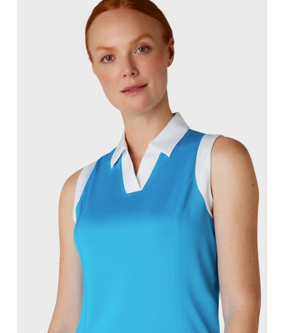 Triko dámské Callaway Sleeveless V-Placket Colourblock Polo Vivid Blue