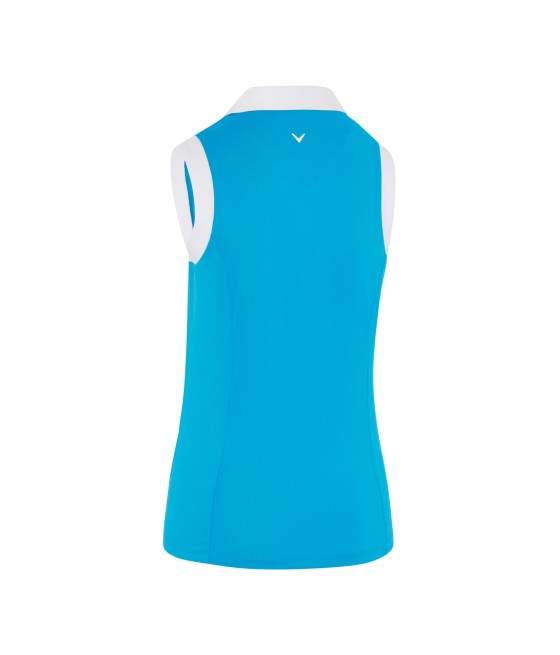 Triko dámské Callaway Sleeveless V-Placket Colourblock Polo Vivid Blue