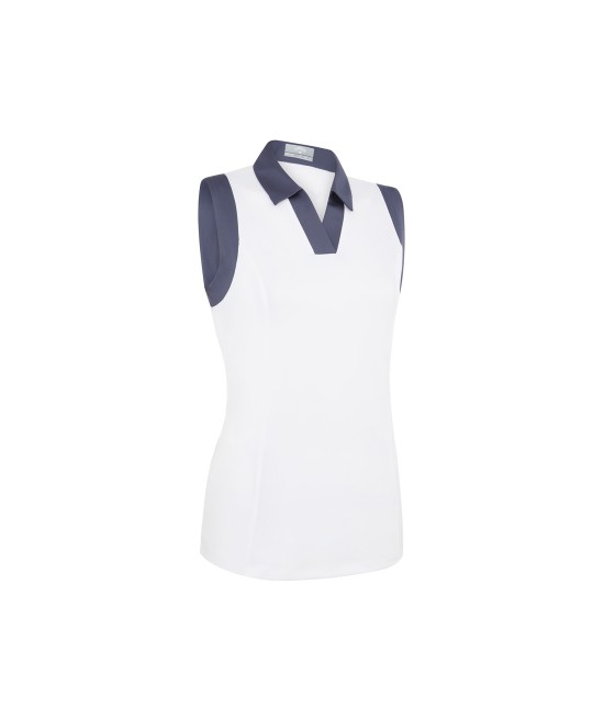 Triko dámské Callaway Sleeveless V-Placket Colourblock Polo Brilliant White