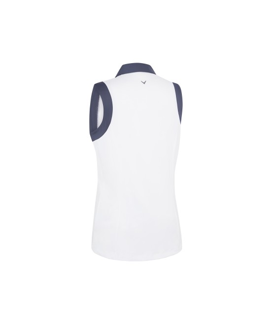 Triko dámské Callaway Sleeveless V-Placket Colourblock Polo Brilliant White