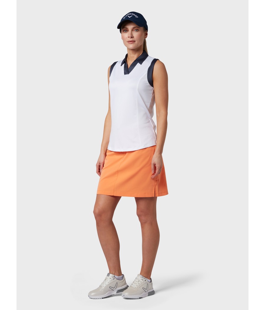 Triko dámské Callaway Sleeveless V-Placket Colourblock Polo Brilliant White