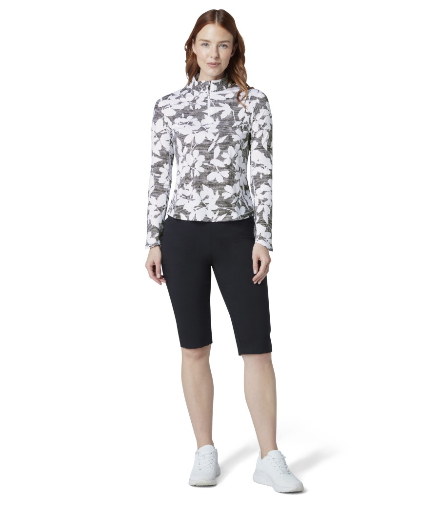 Triko dámské Callaway Textured Abstract Floral Long Sleeve Caviar
