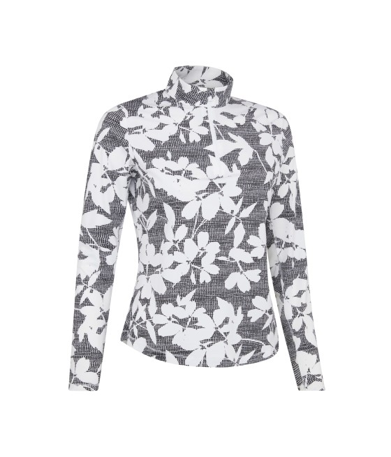 Triko dámské Callaway Textured Abstract Floral Long Sleeve Caviar