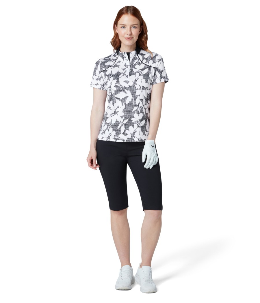 Triko dámské Callaway Textured Abstract Floral Polo Caviar