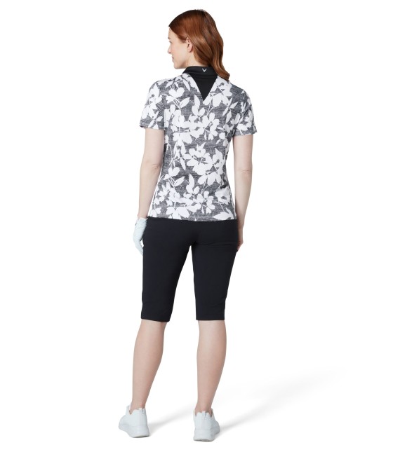 Triko dámské Callaway Textured Abstract Floral Polo Caviar