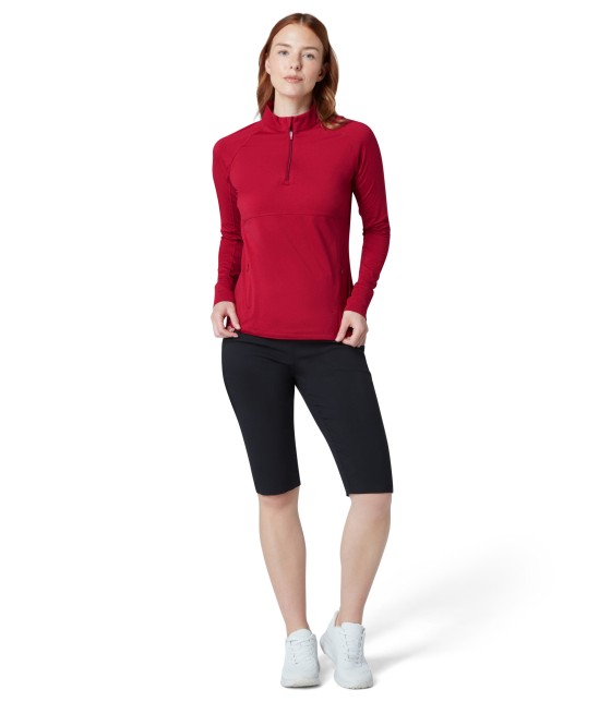 Dámská Mikina Callaway Lightweight Knit Heathered 1/4 Zip Top Persian Red