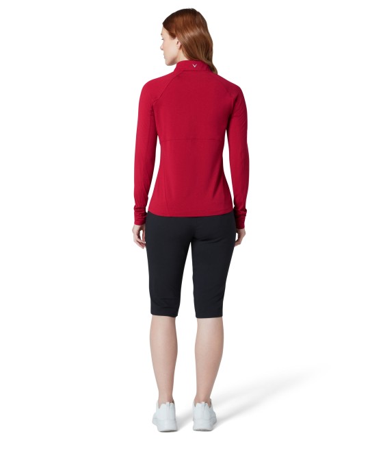 Dámská Mikina Callaway Lightweight Knit Heathered 1/4 Zip Top Persian Red