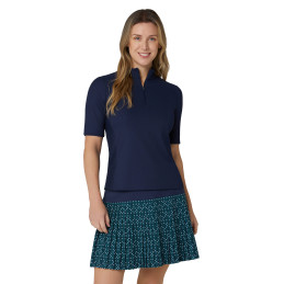 Dámské golfové polo Callaway Rib Play Short Sleeve Mock Peacoat