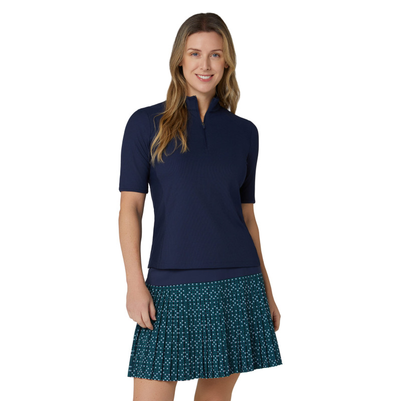 Dámské golfové polo Callaway Rib Play Short Sleeve Mock Peacoat