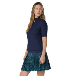 Dámské golfové polo Callaway Rib Play Short Sleeve Mock Peacoat