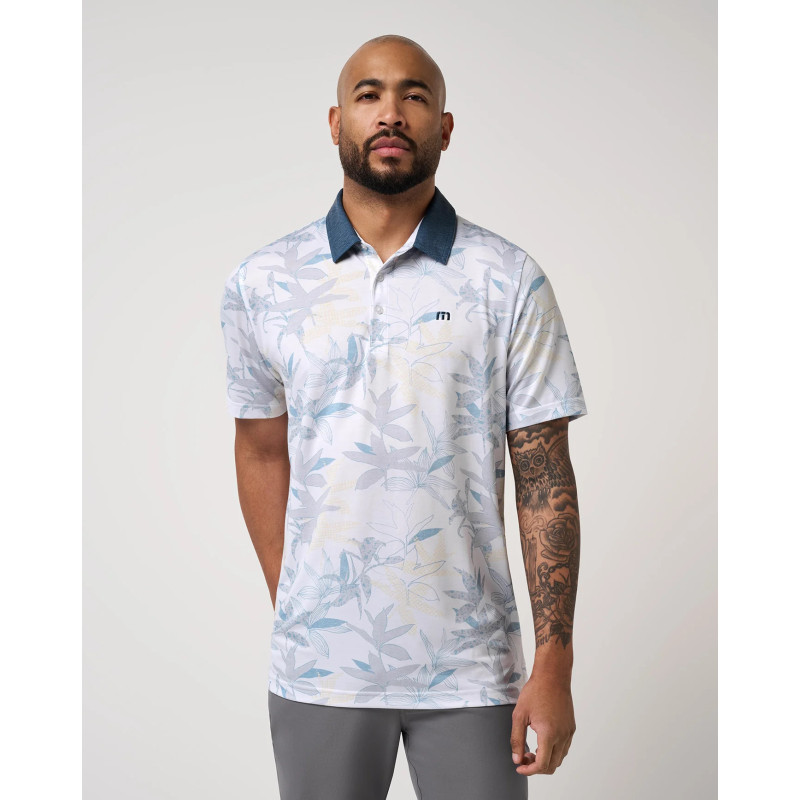 Pánské golfové polo TravisMathew Featherweight Drift bílé