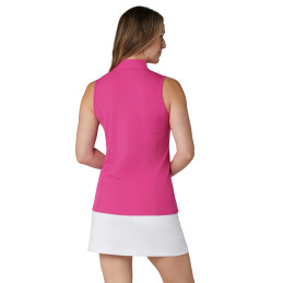 Dámské golfové polo Callaway Rib Play Zip Mock Fuchsia Pink