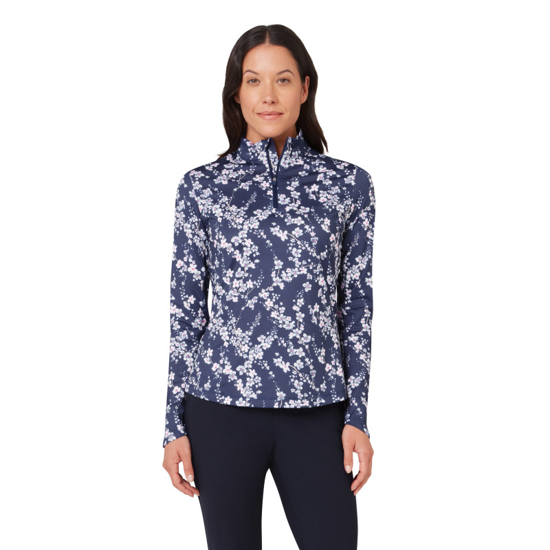 Dámský golfový top Callaway LS Snowy Floral Blue Depths