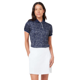 Dámské golfové polo Callaway Rib Trim Printed Blue Depths