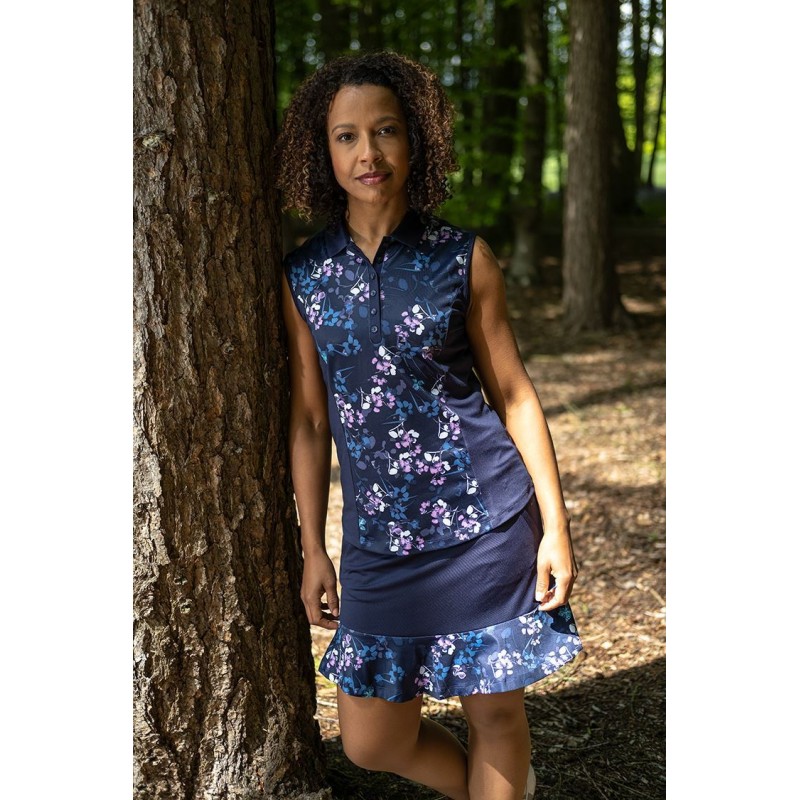 Dámská golfová sukně Callaway Butterfly Floral Peacoat – volánky, Opti