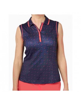 Dámské Triko Callaway Sleeveless Allover Geometric Strawberry Peacoat