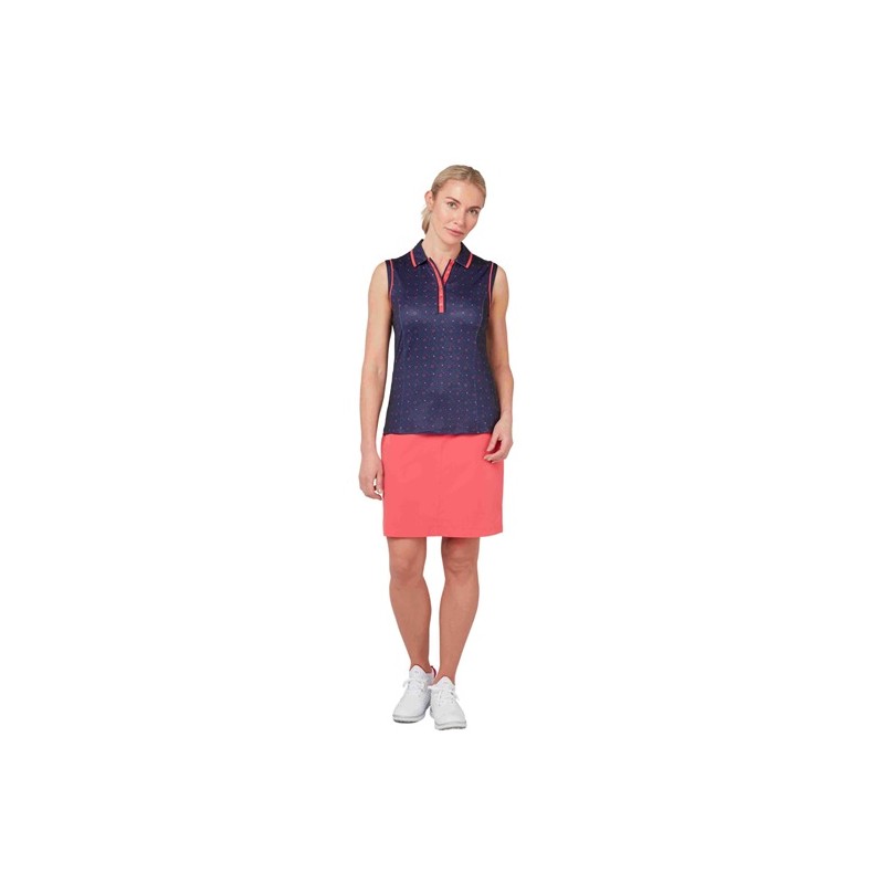 Dámské Triko Callaway Sleeveless Allover Geometric Strawberry Peacoat