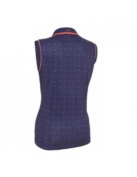 Dámské Triko Callaway Sleeveless Allover Geometric Strawberry Peacoat